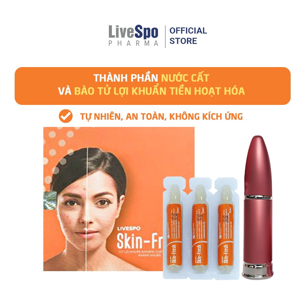 Combo 3 hộp Xịt bào tử lợi khuẩn LiveSpo Skin Fresh hỗ trợ giảm mụn, kiềm dầu (Hộp 3 ống x 5ml)