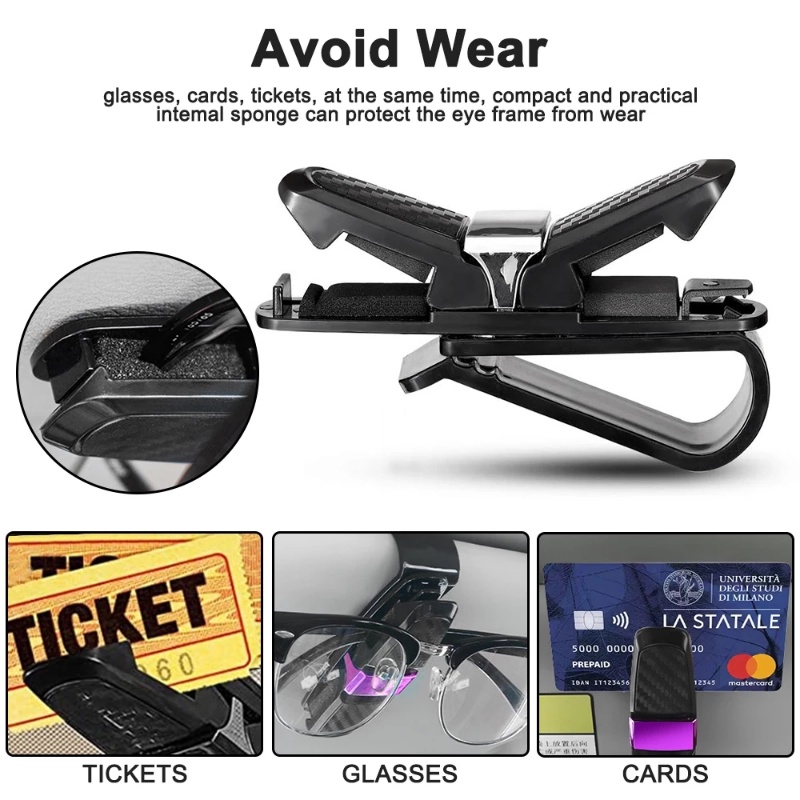 Giá Đỡ Kính Mát Kẹp Đôi Thông Dụng Cho Xe Hơi / 180° Kẹp Sắp Xếp Tấm Che Nắng Xe Hơi Bằng Sợi Carbon Có Thể Xoay Được