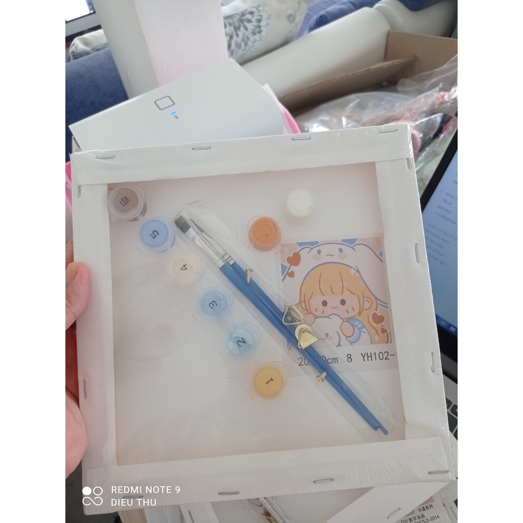 Tranh Tô Màu Sơn Dầu Số Hoá Sẵn Bút Và Màu Dầu  20X20cm