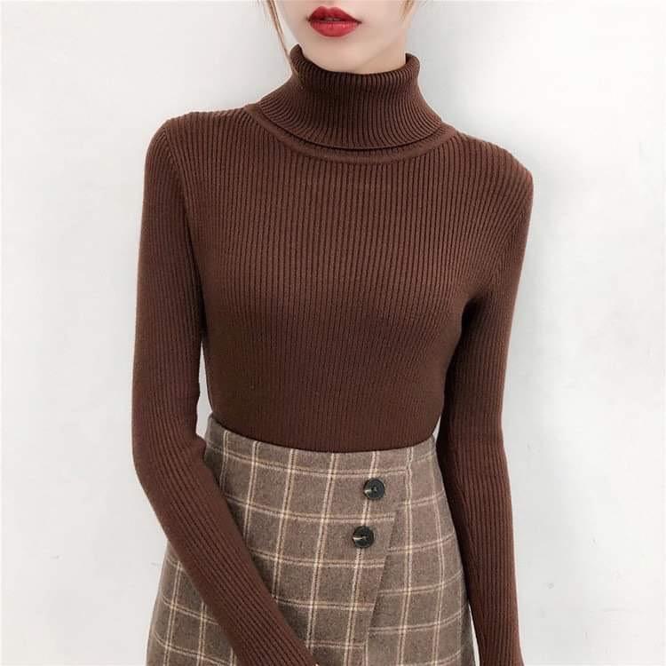 Aó len dệt kim tay dài cổ lọ nữ  A2612