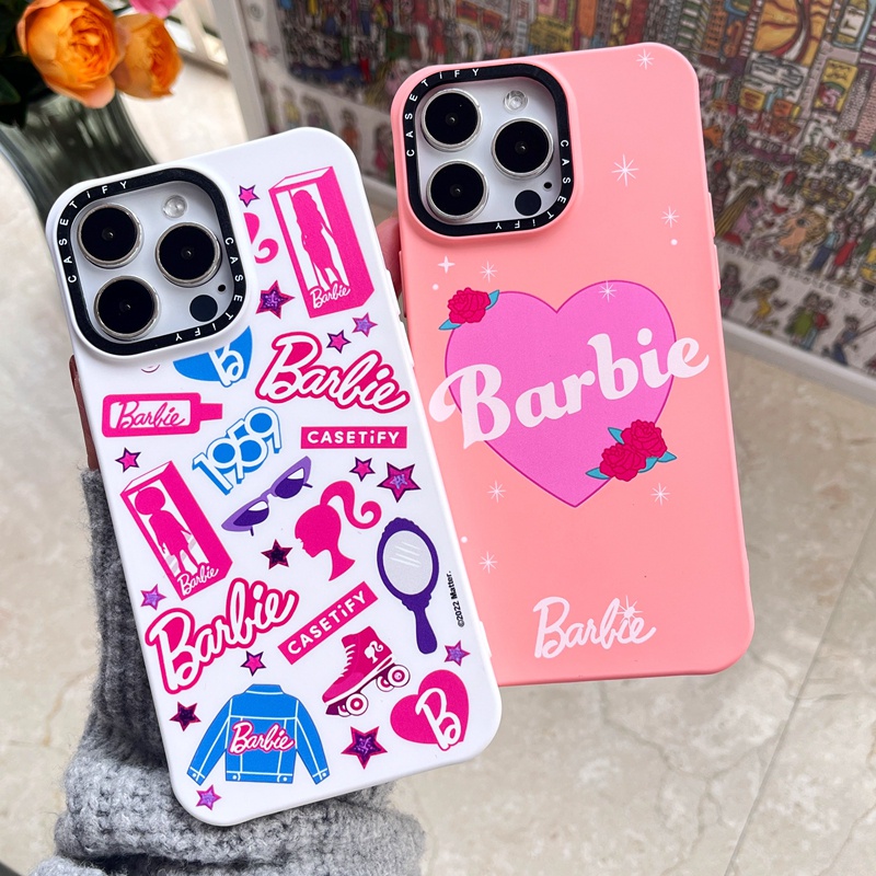 Ốp Điện Thoại Silicone Mềm In Hình Logo Barbie CASETIFY Cho iPhone 14 14Pro 11 12 13 X XS XR Pro Max