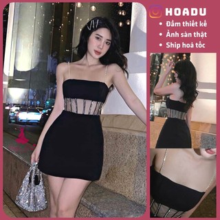 [Ảnh sàn+video] Hàng Cao Cấp_Đầm Body thiết kế, dây kết đá phối lưới eo quyến rũ dạ tiệc sang chảnh