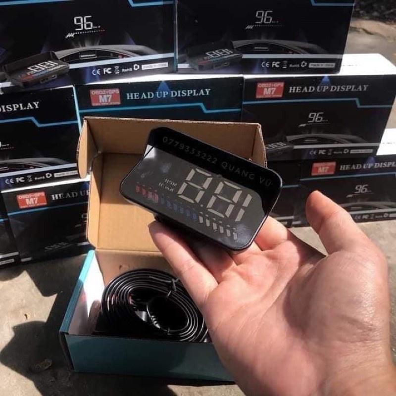 Màn Hình Hắt Kính HUD M7, Hiển Thị Tốc Độ Và Cảnh Báo Tốc Độ Ô Tô, Xe Hơi Cắm Cổng OBD2 + USB GPS