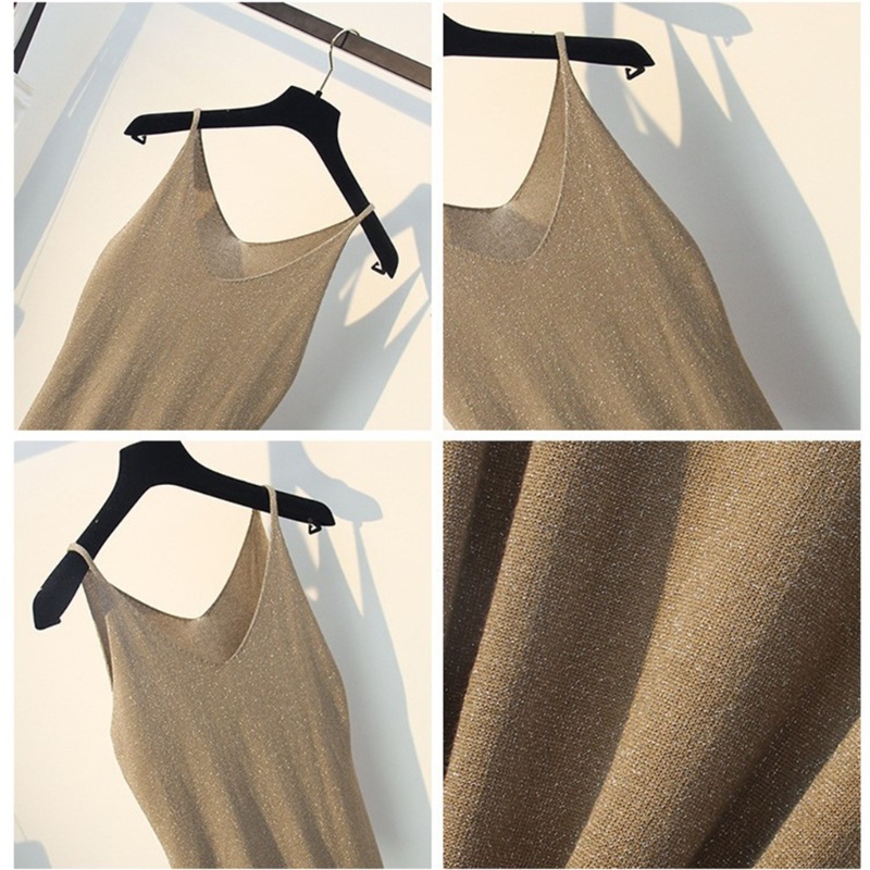 Áo Hai Dây Dệt Kim Cổ Chữ V Thời Trang Mùa Hè Gợi Cảm Cho Nữ