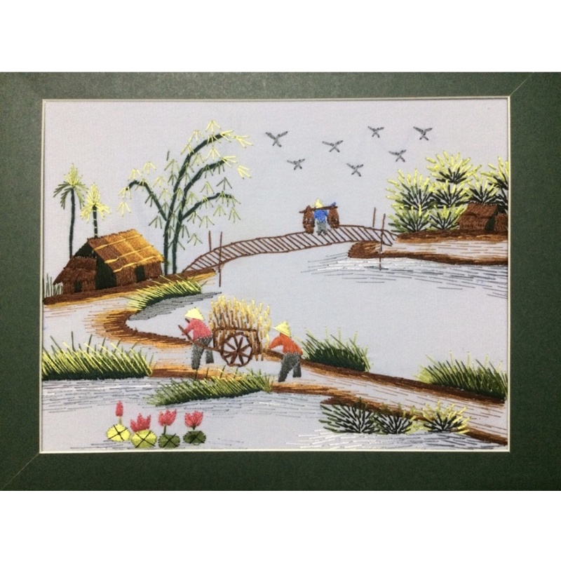 Combo 12 bức tranh hoàn thiện - Tranh thêu tay phong cảnh Việt Nam 25 x 30cm