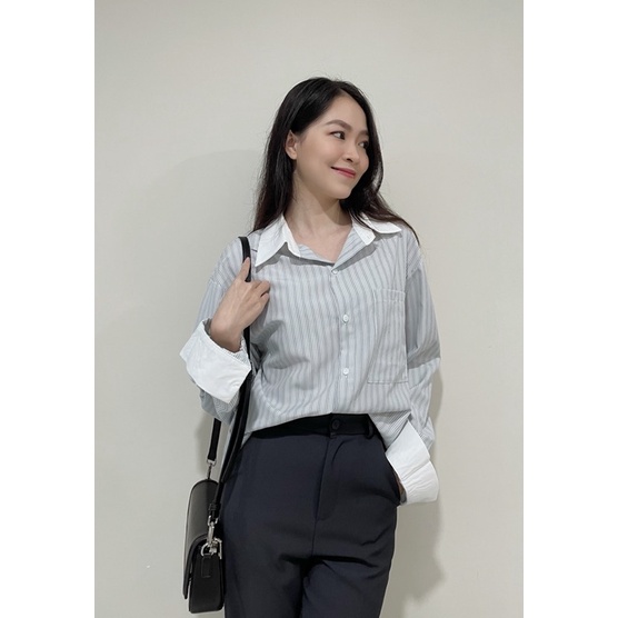BASICAL SHIRT - áo sơ mi mix cổ trơn REGEN