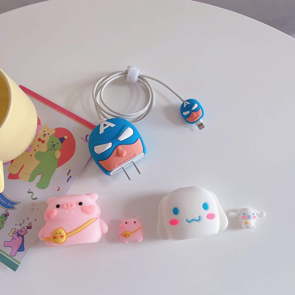 Bộ 2 Món Vỏ Bọc Bảo Vệ Hộp Sạc Tai Nghe Apple iphone 18W / 20 Bằng Silicon Chống Sốc Hình Em Bé 3D Dễ Thương