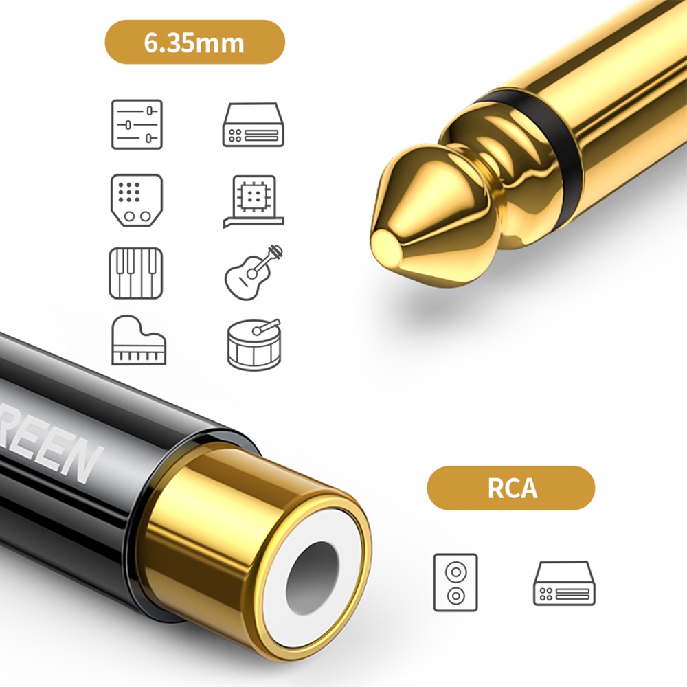 Đầu chuyển 6.5mm ra RCA Mono Ugreen 80731 âm thanh Audio Cao cấp Chính Hãng AV169