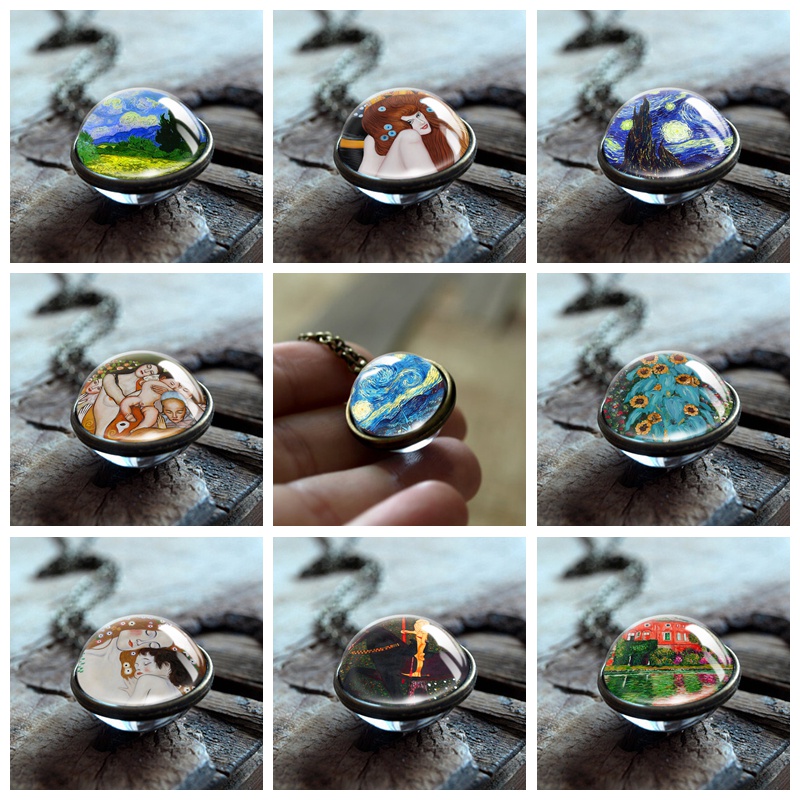 Vòng cổ Hai Mặt Bằng Hợp Kim Kẽm Hình Tranh Van Gogh Mẫu Mới 2023 Phong Cách Retro 2019 Dành Cho Nữ