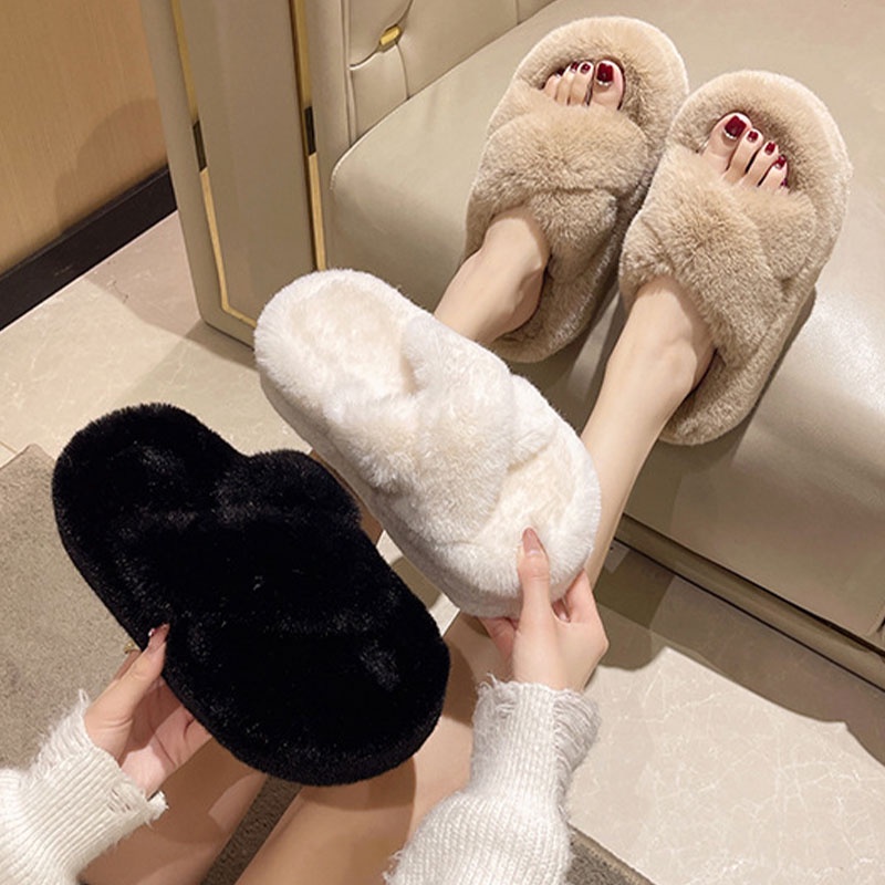 Dép Bông Đế Dày 7.5cm Chống Trượt Thoải Mái Phong Cách Hàn Quốc Cho Nữ
