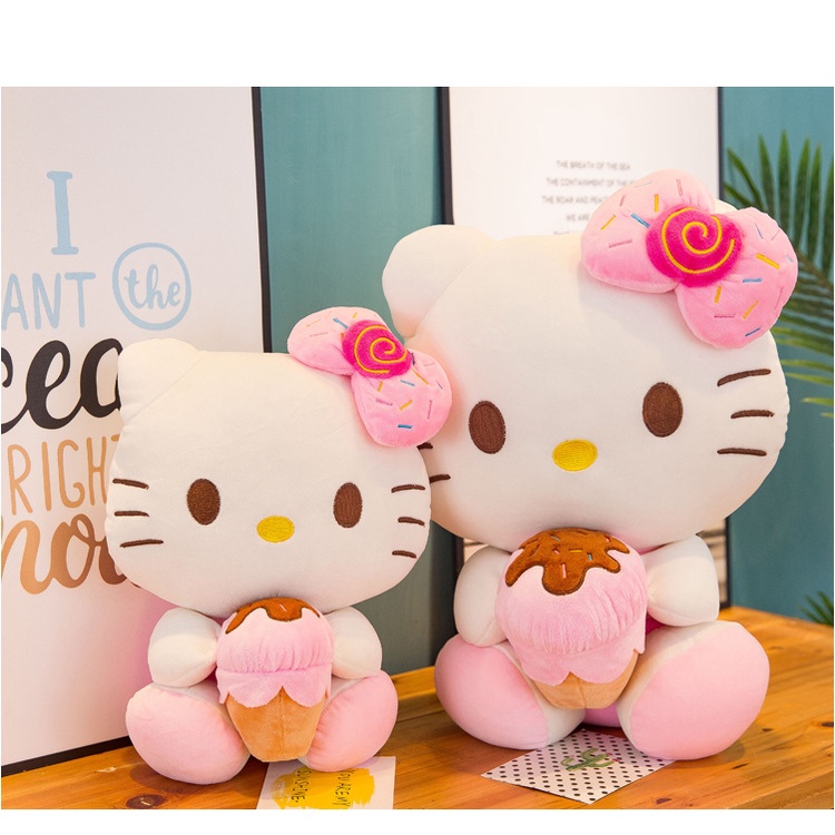 Gối Ngủ Vải Cotton Mềm Mại Hình Mèo Hello Kitty Dễ Thương Trang Trí Nhà Cửa