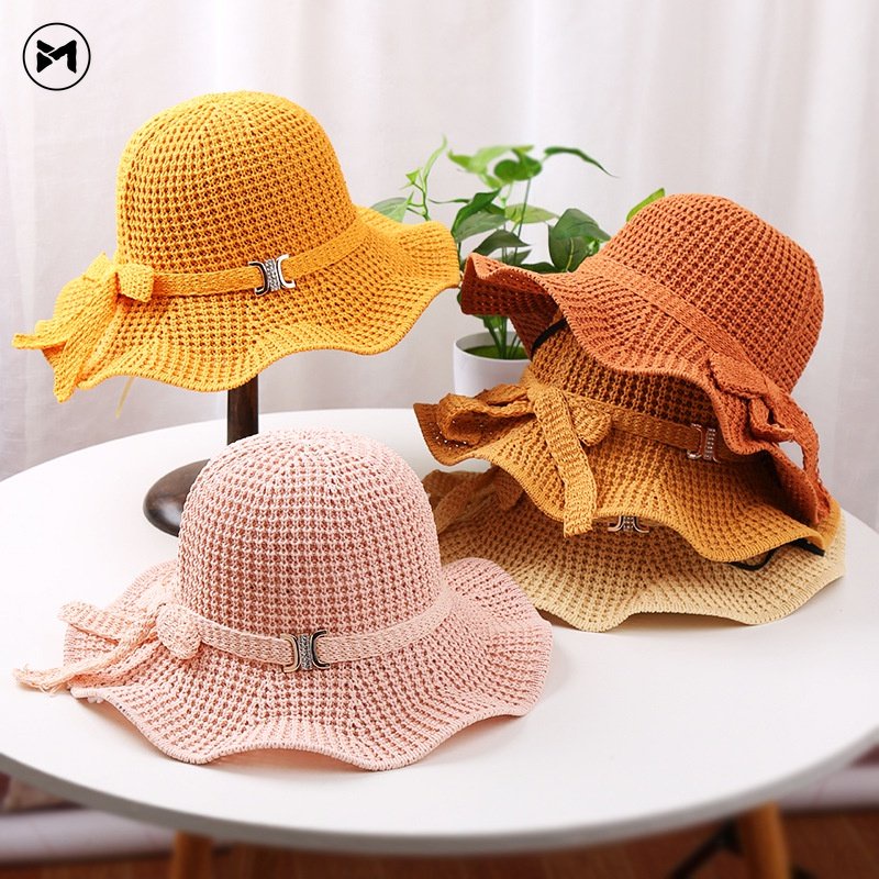 Nón Tai Bèo Dệt Kim Chống Nắng Đính Nơ Thời Trang Hàn Quốc 2023 Cho Nữ