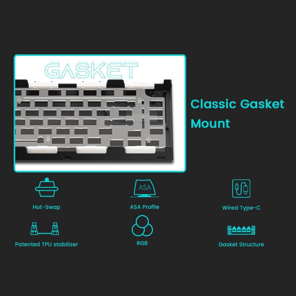 Bàn phím cơ AKKO 5075B Plus Black & Cyan (Multi-modes / RGB / Hotswap / Gasket mount)