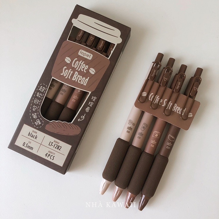Bút gel đen Lopet Coffee có đệm tay siêu êm