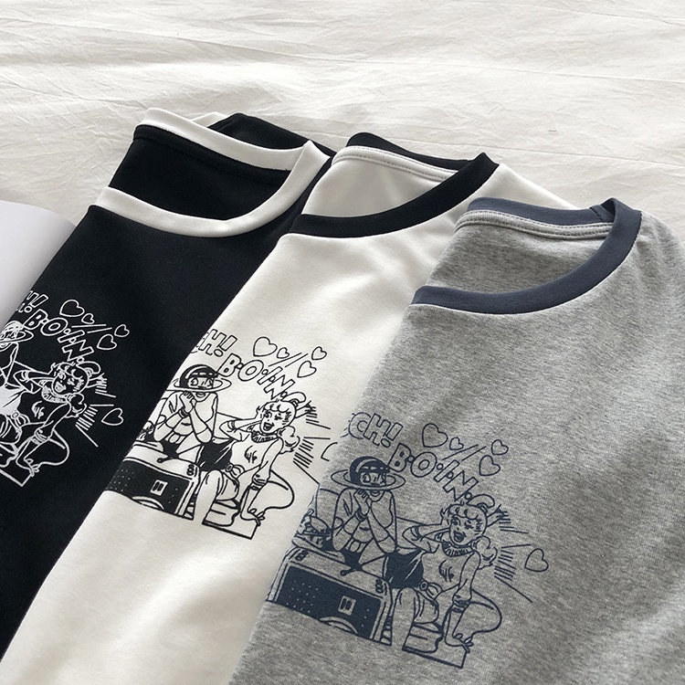 Áo thun SUXI tay ngắn cổ tròn in họa tiết thời trang cho nữ