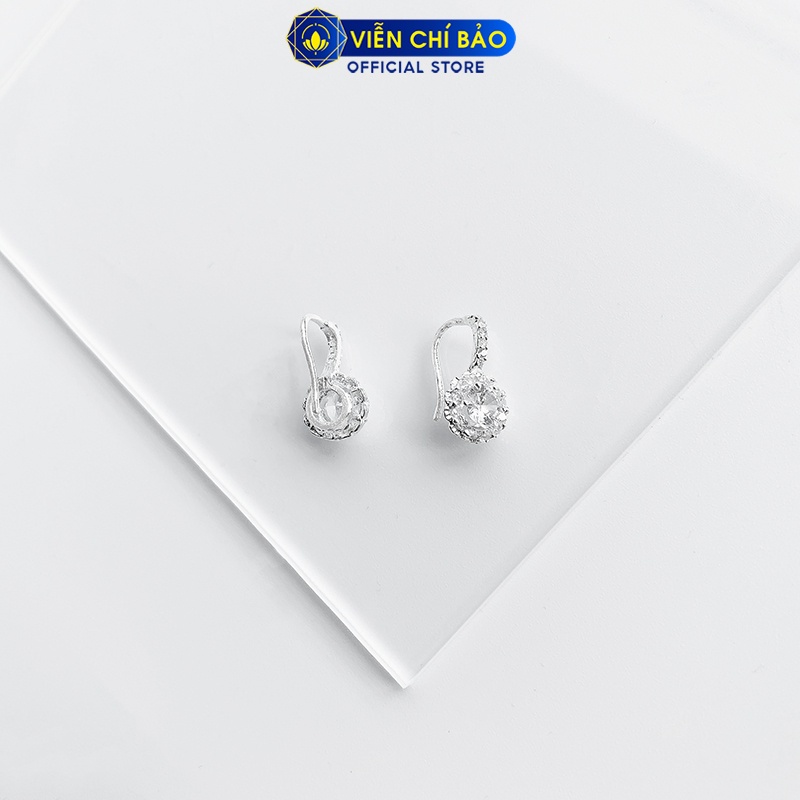 Bông tai bạc nữ móc câu đính đá chất liệu bạc 925 thời trang phụ kiện trang sức nữ Viễn Chí Bảo B400355X