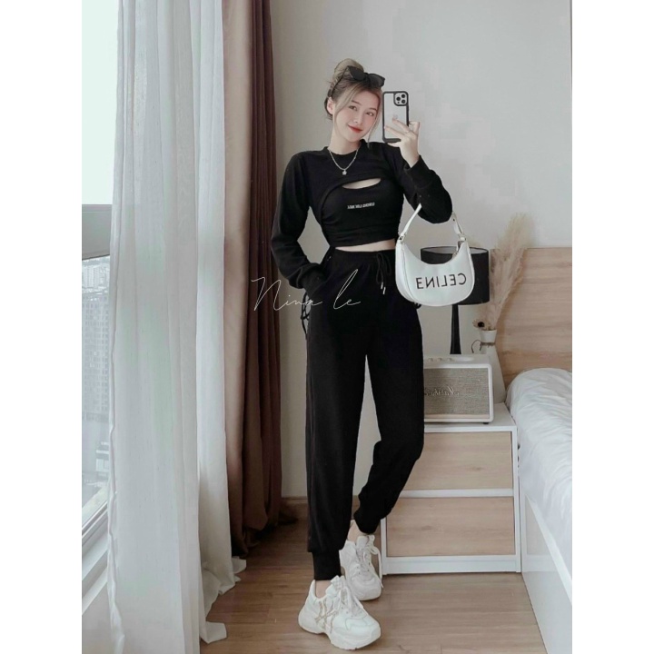 CHÂN ÁI CHO CHỊ EM - SET THUN GÂN TAY DÀI ÔM MIX QUẦN DÀI CỰC NĂNG ĐỘNG TẺ TRUNG ĐI CHƠI DẠO PHỐ CỰC CUỐN HÚT UTP00 HÀNG