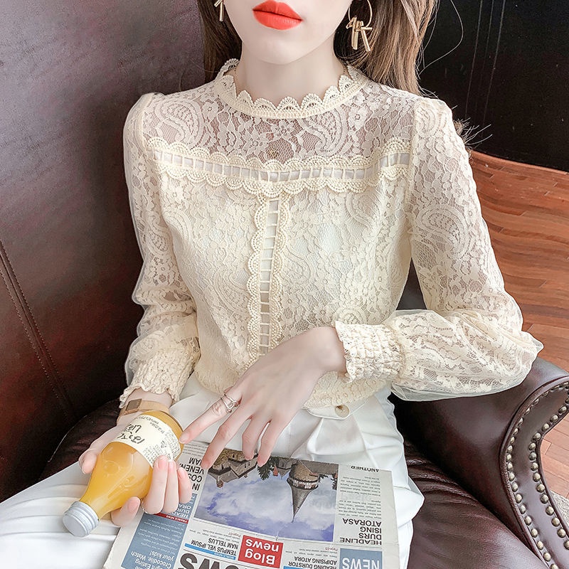 Áo Ren Cổ Tròn Tay Dài Thời Trang Xuân Thu Phong Cách Hàn Quốc Cho Nữ