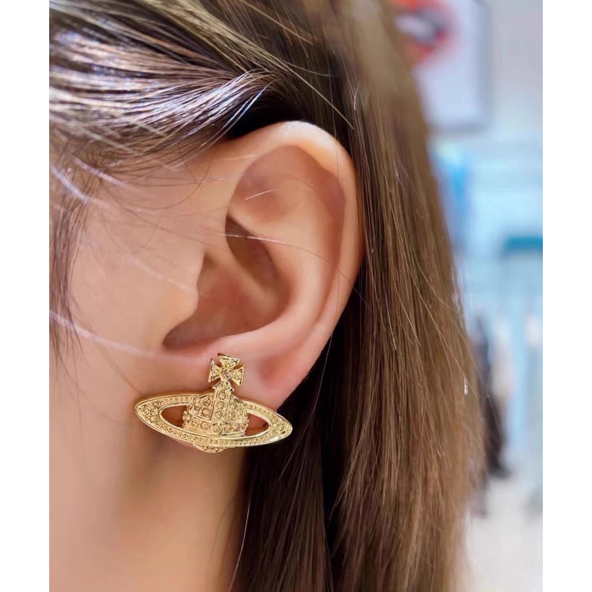 Vivienne Westwood Saturn Khuyên Tai / Vòng cổ Đa Năng Hình Hành Tinh Kim Cương Cổ Điển Cho Nữ