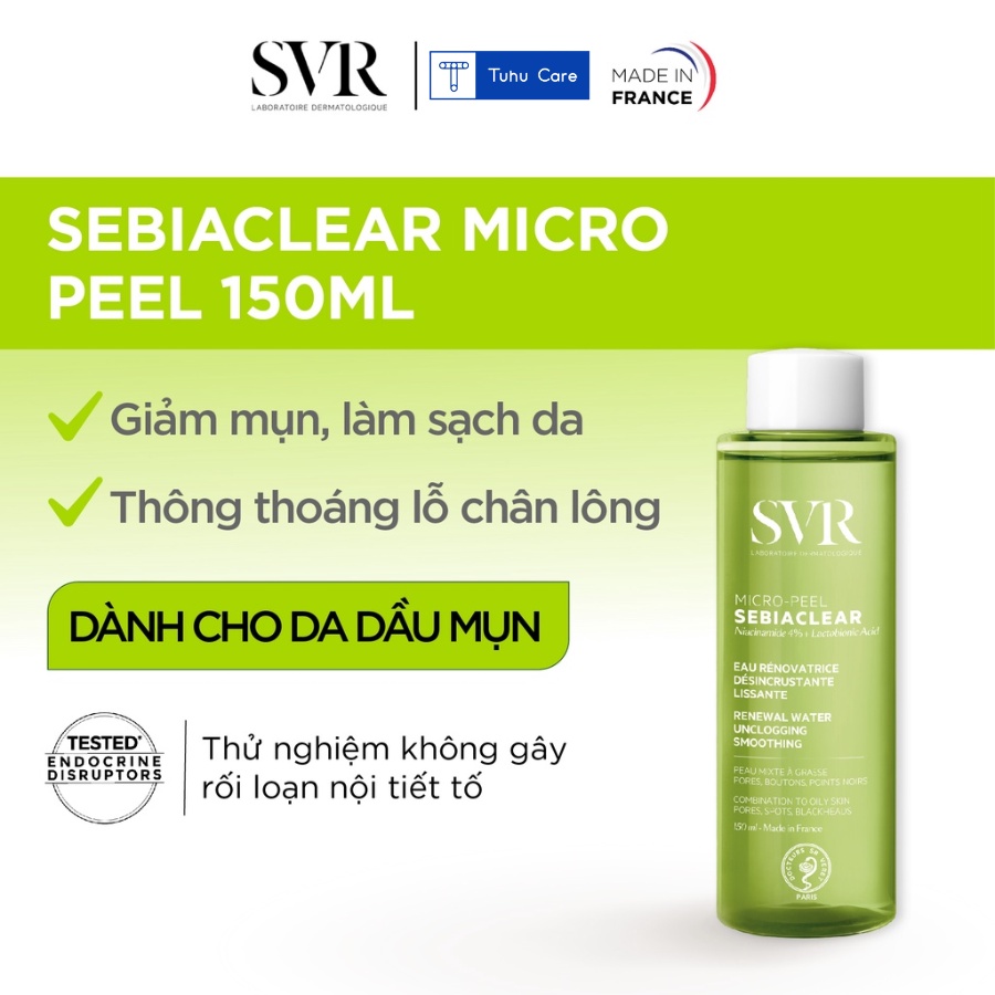 Nước Cân Bằng Da SVR SEBIACLEAR MICROPEEL 150ml Dành Cho Da Dầu Mụn