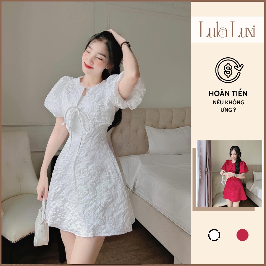 Đầm Tiểu Thư 2 Lớp Cột Nơ Váy Đầm Ngắn Mặc Đi Tiệc Đi Chơi Dễ Thương Cực Xinh Hot Trend Lula Luxi 121
