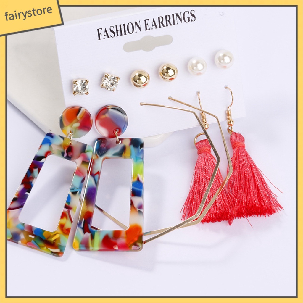 1 Bộ Khuyên Tai Vòng Hình Học Bằng Kim Loại Bắt Mắt Cho Nữ Dự Tiệc [Fairy1] 1