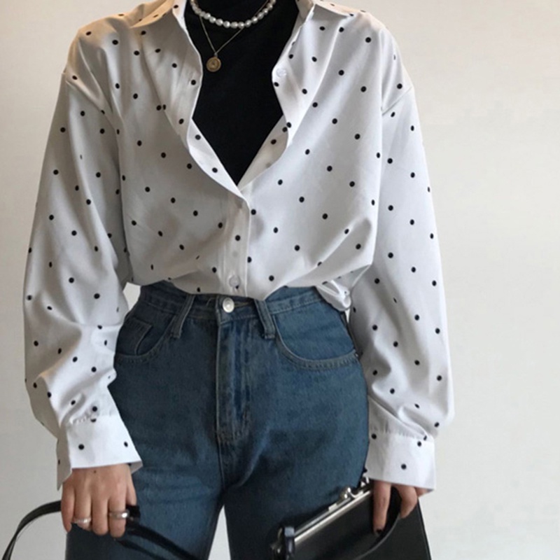 IELGY Áo Kiểu Tay Dài Dáng Rộng Phong Cách Thời Trang Pháp Cổ Điển Dành Cho Nữ