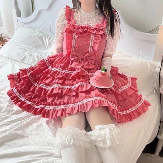 Hàn Quốc Mát Mẻ {Hàng Có Sẵn} ~ Đầm Hai Dây Ngắn Melaleuca Lolita Dog Phong Cách Bán Chạy jsk Nhà Máy Thiết Kế Chính Hãng