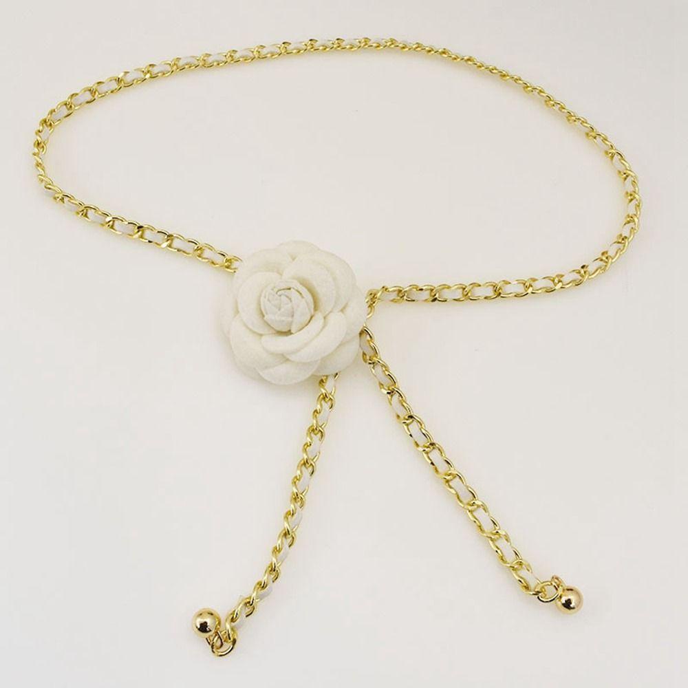 CABEZA Thắt Lưng Da PU Phối Xích Hình Hoa Trà Phong Cách Vintage