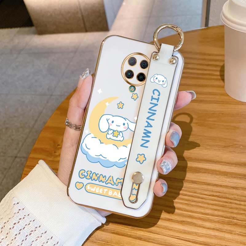 Ốp Điện Thoại Silicon Mềm Siêu Mỏng Mạ Điện Hình Cinnamoroll Có Dây Đeo Cổ Tay Cho Xiaomi Redmi K30 Pro K30 Ultra K30 Pro Zoom Poco F2 Pro