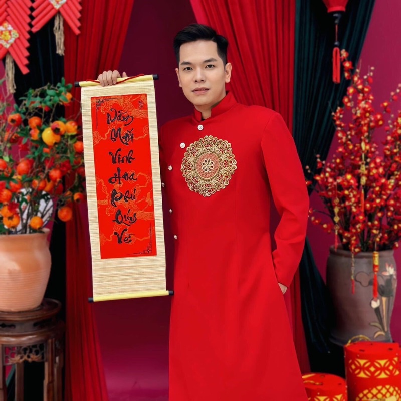 áo dài nam hoa văn đẹp