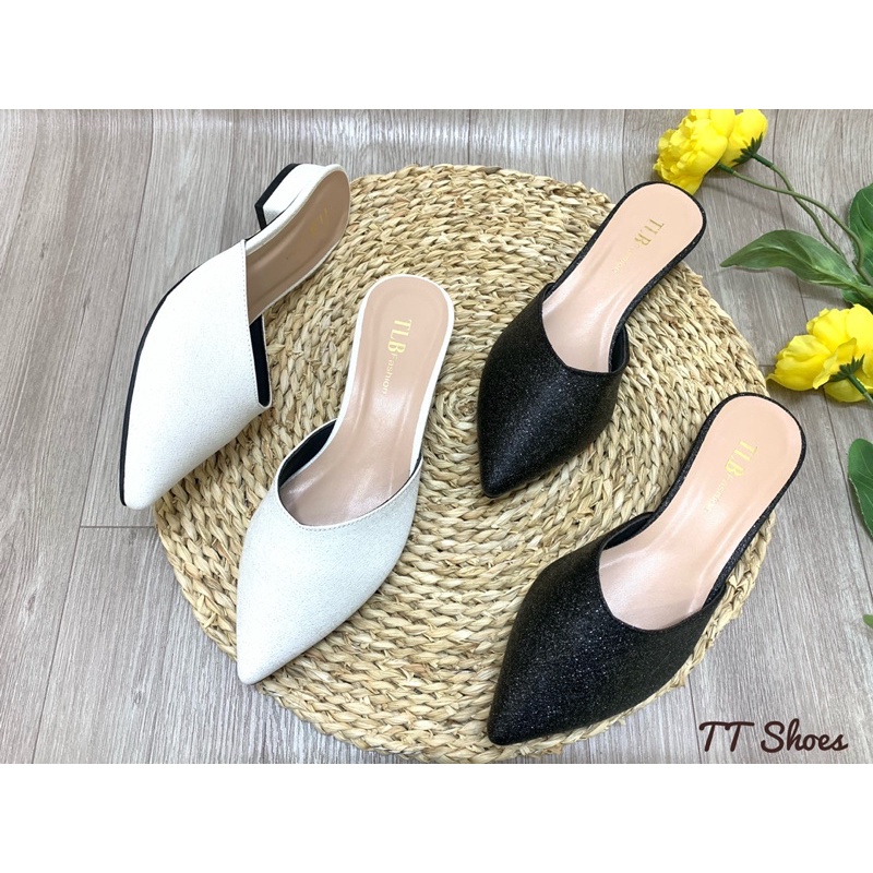 (form hơi nhỏ mn tăng lên 1 size nhé) giày sục big size trơn kim tuyến 2cm thời trang TT Shoes baotron08