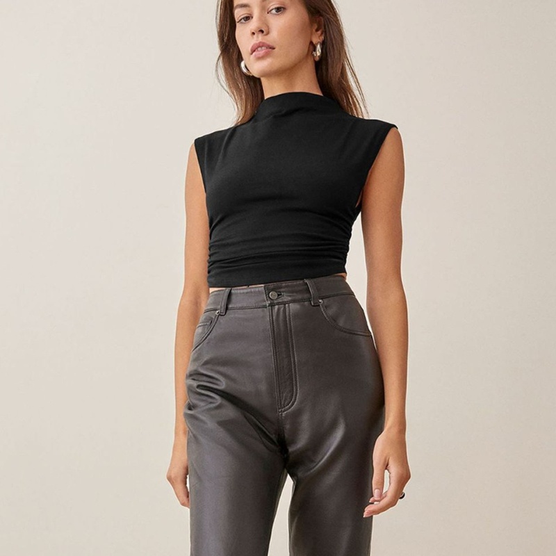 Áo Croptop Sát Nách Màu Trơn Dáng Ôm Quyến Rũ Cho Nữ