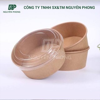 [Bán sỉ - Hoả tốc]200 tô giấy có nắp PET 750ml VÀ 1050ml đựng đồ ăn nguội bánh bông lan trứng muối, salad, sushi,