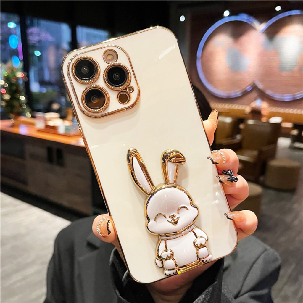 Ốp Điện Thoại Dẻo Họa Tiết Hoạt Hình Chú Thỏ Kèm Giá Đỡ Cho xiaomi 13 13t 12t 12 11t mi 10t pro mi 11 lite ultra