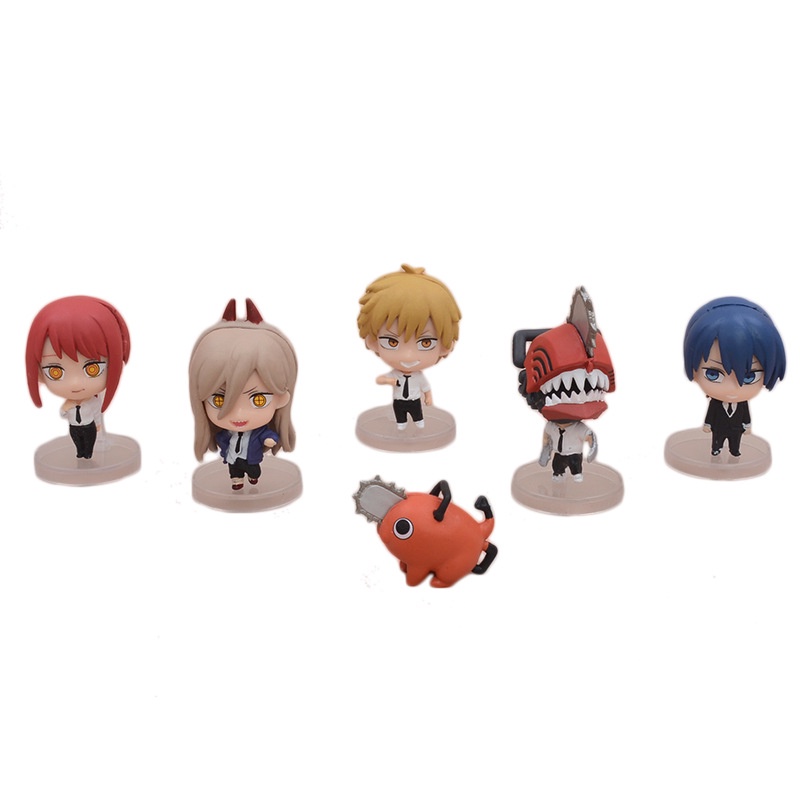 Set 6 Mô Hình Mô Phỏng Nhân Vật Phim Hoạt Hình Chainsaw Man Denji Pochita Makima Power Aki