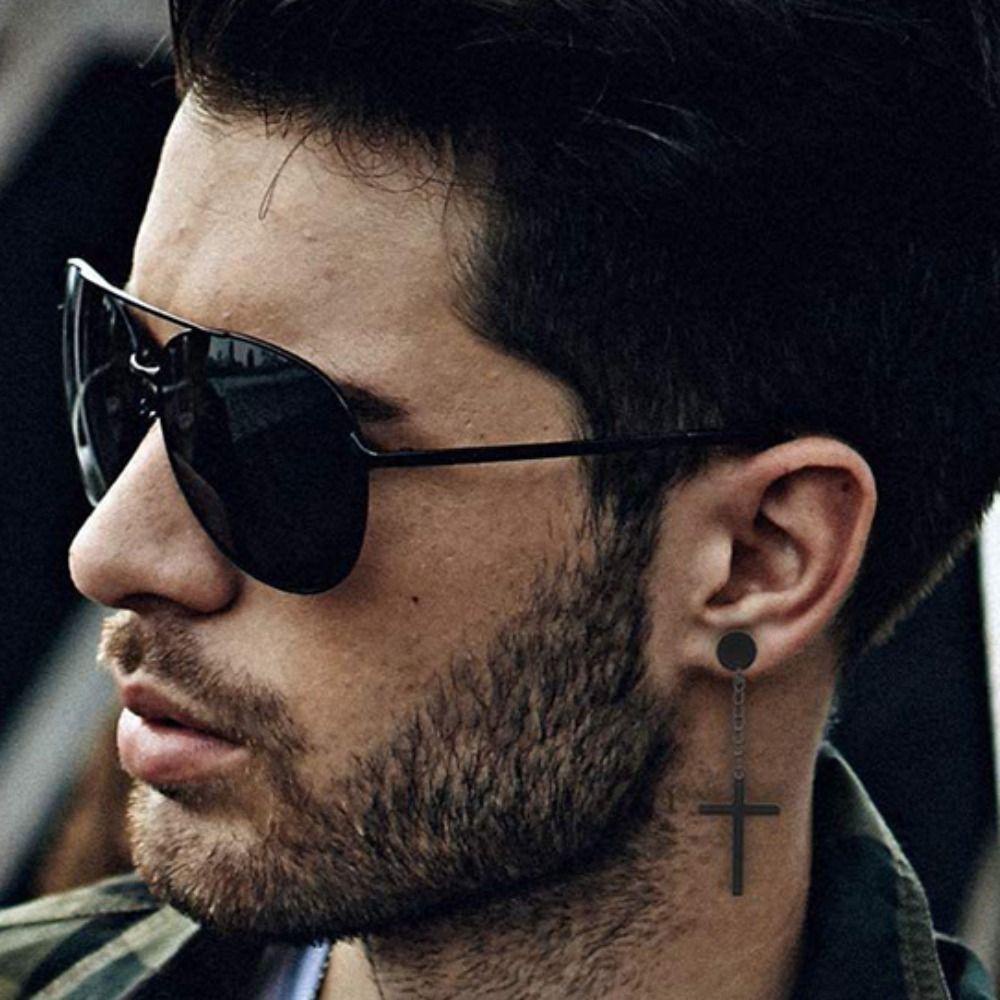 Bông Tai Hình Thánh Giá Phong Cách Retro Thời Trang Cho Nam