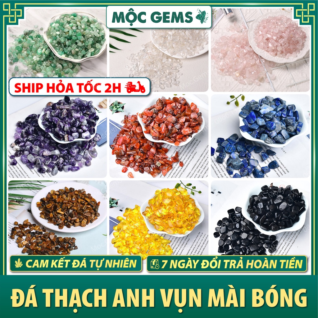 Đá Thạch Anh Vụn Bóng 100gr, Đá Vụn Tự Nhiên Thanh Tẩy Tarot, Trang Trí Nhà Cửa, Đá Rải Bể Cá, Rải Chậu Cây