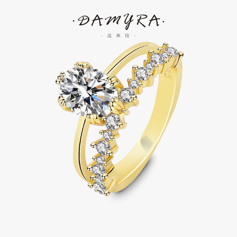 Nhẫn Mạ Bạc 925 1.5 CT Hình Oval Nhiều Màu Có Thể Đo Lường Được Sang Trọng