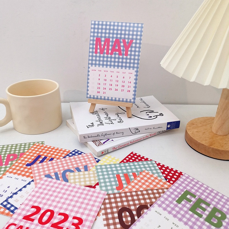 Set 12 Tấm Sticker Dán Tường Dạng Lịch 2023 Trang Trí Phòng Ký Túc Xá