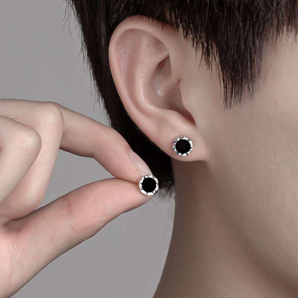 LOMBARD Bông Tai Tròn Bằng Đồng Không Xỏ Lỗ Phong Cách Hàn Quốc Thời Trang Cho Nam