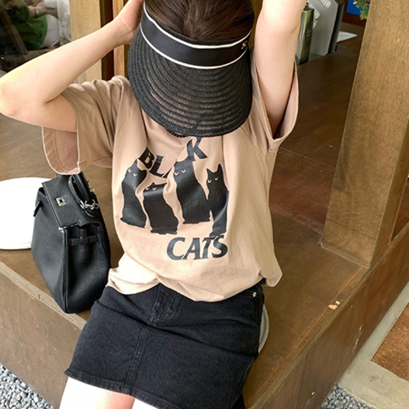 Áo Thun Dệt Kim Tay Ngắn Màu Sắc Tương Phản Thời Trang Mùa Hè