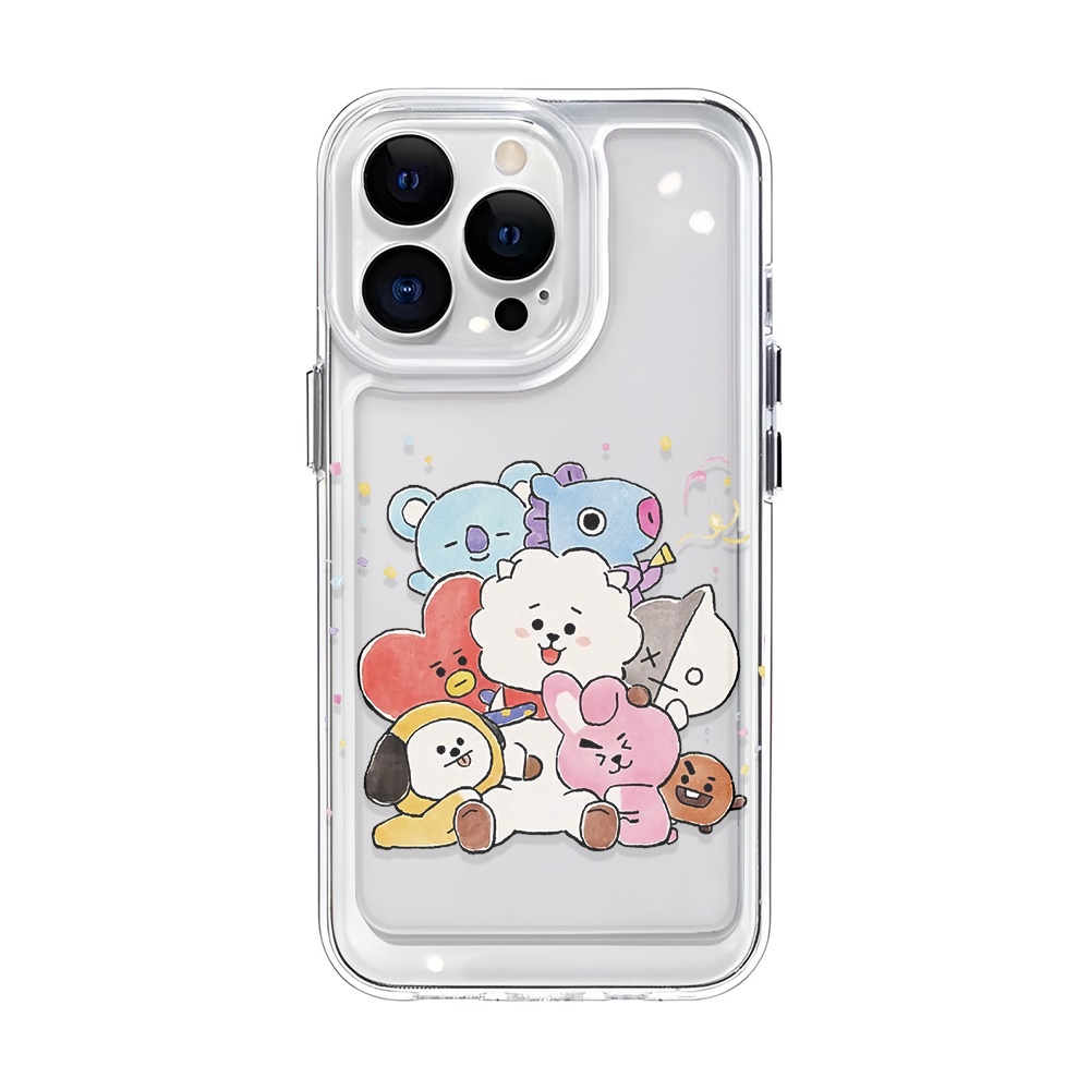 Ốp Điện Thoại Trong Suốt In Hoạt Hình BT21 Cho iphone 14promax 13 12 11 7Plus 7 8 X XR XSMax