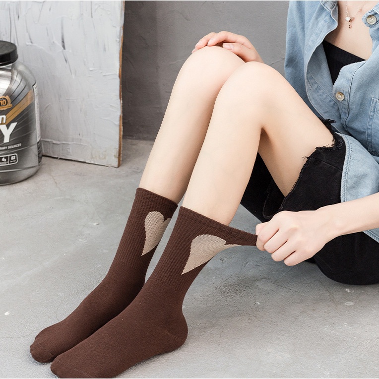 Tất cotton LEVAO hoạ tiết trái tim hợp thời trang cao cấp cho nữ