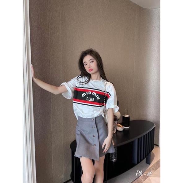 áo thun cotton in chữ Miu miu
