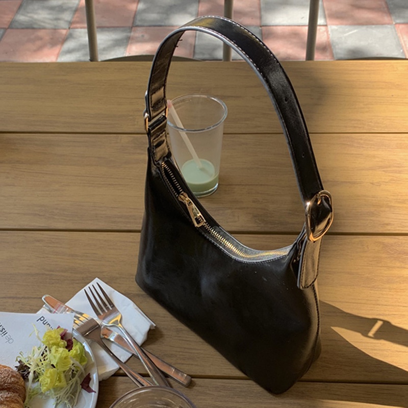 Ielgy Túi Đeo Vai Hình Quả Bơ / Mặt Trăng Màu Xanh Lá Kiểu Hàn Quốc Cho Nữ