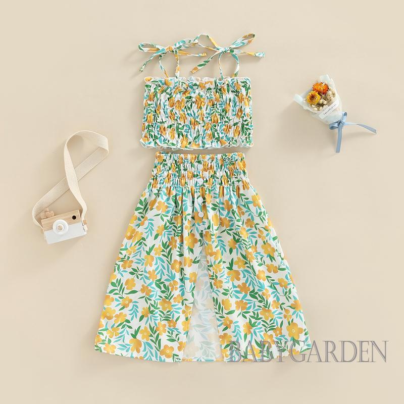 Set Áo hai dây + Chân Váy Lưng Thun Cho Bé Gái 1-6 Tuổi