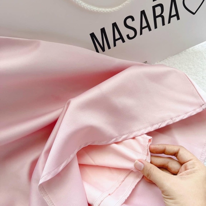 Đầm babydoll hồng cổ sen trắng