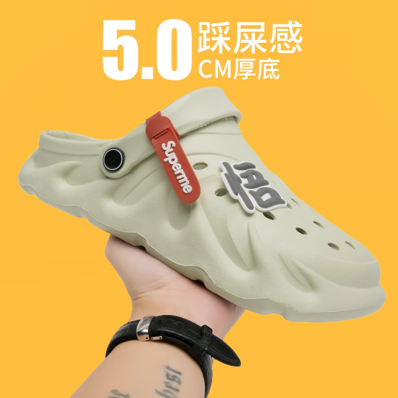 Dép Bít Mũi Đế Dày Đục Lỗ Chống Trượt Thời Trang Mùa Hè Cho Nam