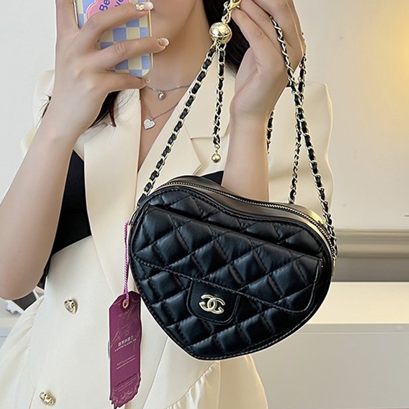 Túi Đeo Vai Dây Xích Hình Trái Tim Thời Trang Dành Cho Nữ